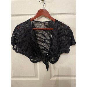 Beach Bunny Swimwear Crochet Tie-Front Cropped Coverup, XS